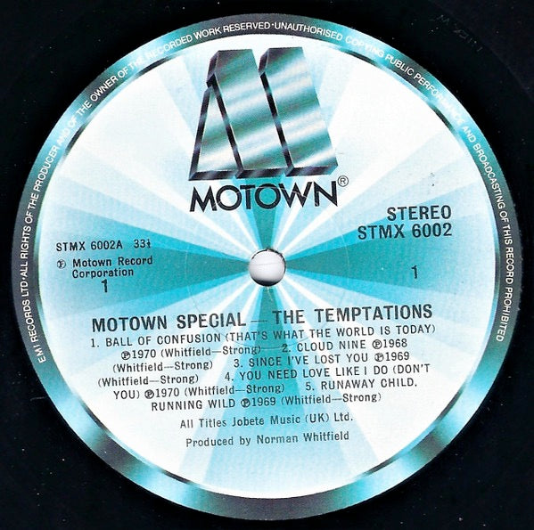 Image of Label Cover of 1814168C: LP - THE TEMPTATIONS, Motown Special The Temptations (Motown ; STMX 6002, UK 1977)   VG/VG+