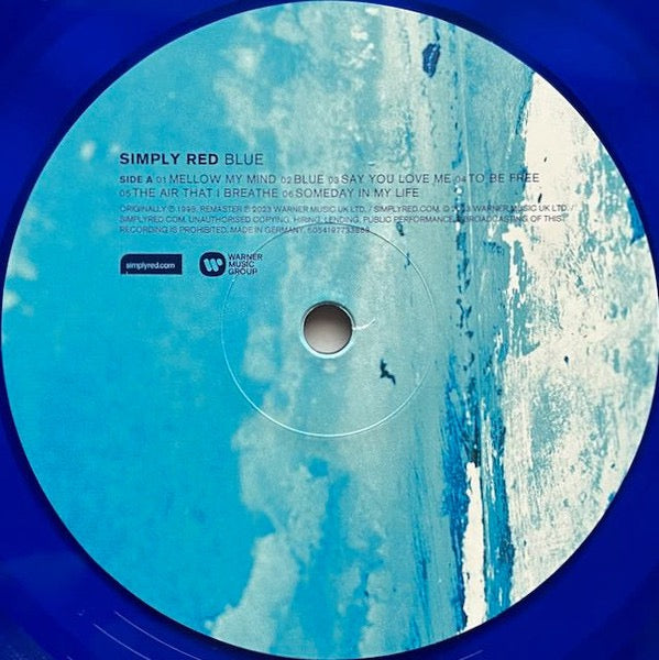 Image of Label of 1814252C: LP - SIMPLY RED, Blue (simplyred.com; 5054197733888, UK 2023 Reissue, Inner, Blue Vinyl)   VG+/VG+