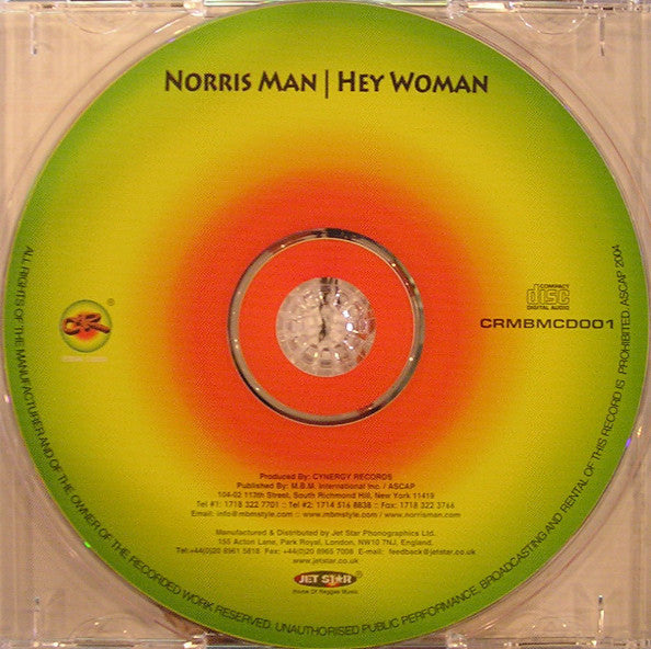 Image of Label Cover of 1854159S: CD - NORRIS MAN, Hey Woman (Jet Star; CRMBMCD001, UK 2004)   EX/EX