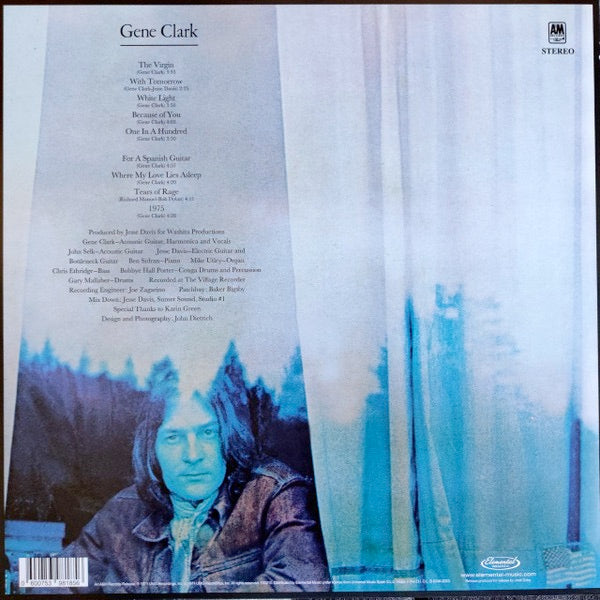 Image of Back Cover of 3634146E: LP - GENE CLARK, White Light (Elemental Music; 700210, Spain 2023 Reissue, Insert)   NEW/NEW