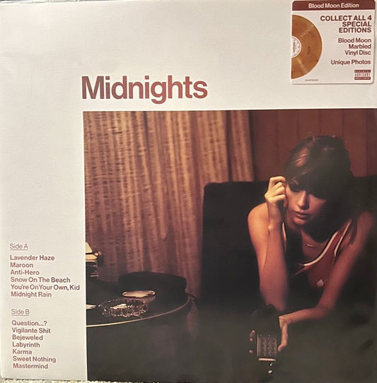 Image of Front Cover of LP - EX/EX - TAYLOR SWIFT, Midnights (Republic Records; 2445790067, Europe 2022, Gatefold, Inner & Booklet, Blood Moon Marbled Vinyl), Still In Opened Shrinkwrap With Hype Sticker,  - 1616047C
