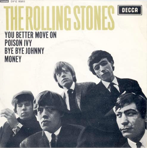 Image of Front Cover of 4624294E: 7" EP - THE ROLLING STONES, The Rolling Stones (Decca Blue Unboxed; DFE 8560, UK 1964, Front Laminated Flipback Sleeve, West Brothers Sleeve) Strong VG Throughout  VG/VG