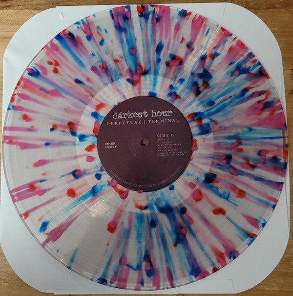 Image of Label Cover of 1824242E: LP - DARKEST HOUR, Perpetual | Terminal (MNRK Heavy ; MNK-LP-401857, USA & Canada 2024, Sticker Says "Red, White & Pink" Splatter, Vinyl Is Actually Red, Blue & Pink, Limited Edition of 300) Still In Stickered Shrinkwrap  EX/EX