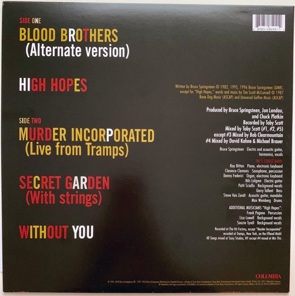 Image of Back Cover of 12" EP - VG+/VG+ - BRUCE SPRINGSTEEN AND THE E STREET BAND, Blood Brothers (Columbia; 88985484941, Europe 2018 Reissue), ,  - 3646404S