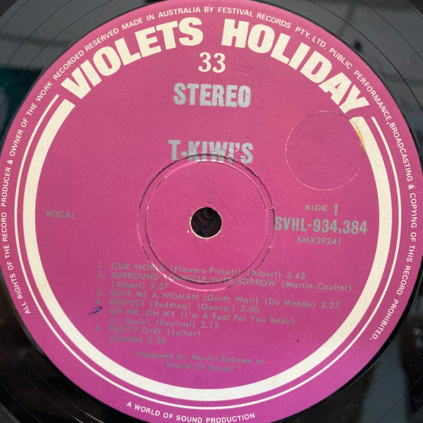 Image of Label Cover of 1824205E: LP - T-KIWI'S, T-Kiwi's (Violets Holiday; SVHL-934384, Argentina 1970s, Laminated Front Sleeve) Strong VG  VG/VG