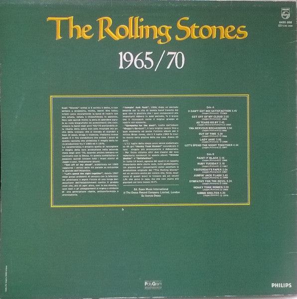 Image of Back Cover of 2344229S: LP - THE ROLLING STONES, 1965/70 (Philips; 6495 098, Italy )   VG/VG+