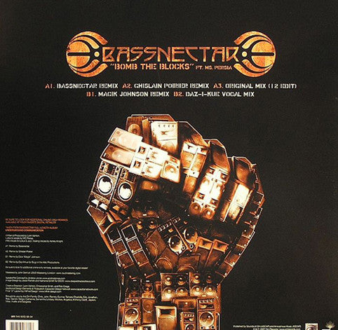 Image of Back Cover of 1824329E: 12" - BASSNECTAR FT. MS. PERSIA, Bomb The Blocks (4AD; OM 266 SV, US 2007, Picture Sleeve) Still In Shrinkwrap  VG+/VG+