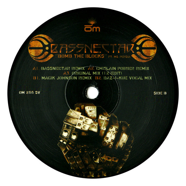 Image of Label Cover of 1824329E: 12" - BASSNECTAR FT. MS. PERSIA, Bomb The Blocks (4AD; OM 266 SV, US 2007, Picture Sleeve) Still In Shrinkwrap  VG+/VG+