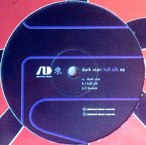 Image of Label Cover of 1814676C: 12" - DARK STAR, Full Tilt EP (Abstrakt Dance; AB 001, UK 1994, Die Cut Company Sleeve) Sleeve has heavy wear and creasing at edges / corners. Stickers ghosts and damage, scuffs, an old ripped sticker too  G+/G+