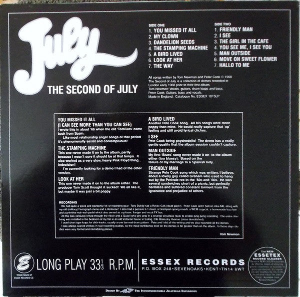 Image of Back Cover of CD - VG+/VG+ - JULY, The Second Of July (Acme; ADCD1008, UK 1998, Jewel Case, Inner), ,  - 3136160E