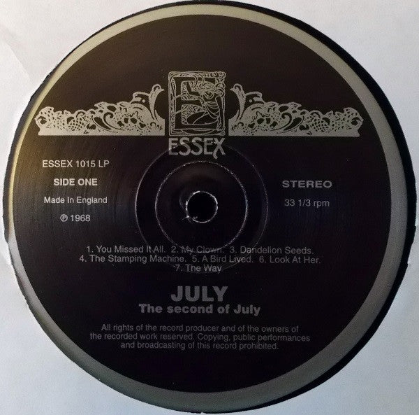 Image of Label Cover of CD - VG+/VG+ - JULY, The Second Of July (Acme; ADCD1008, UK 1998, Jewel Case, Inner), ,  - 3136160E