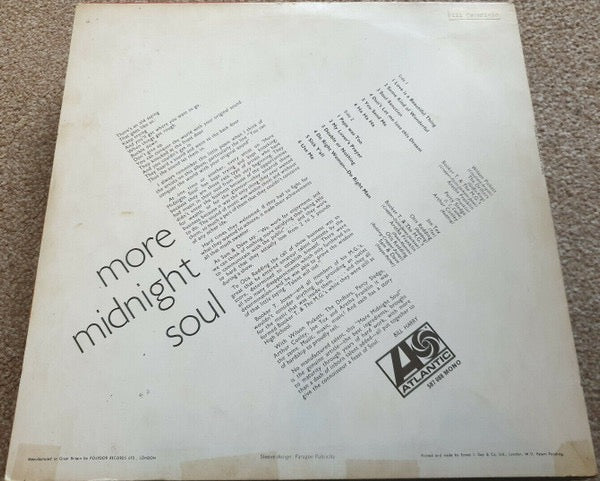 Image of Back Cover of 1814774C: LP - VARIOUS, More Midnight Soul (Atlantic ; 587 088, UK 1967, Laminated Sleeve)   VG/VG