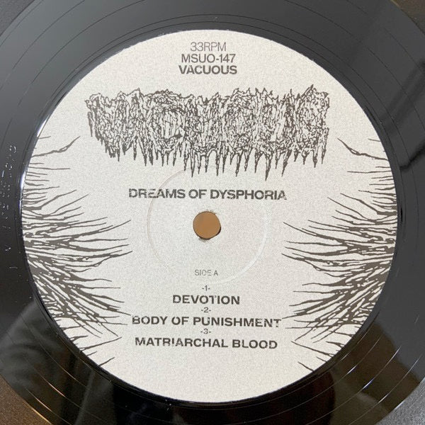 Image of Label of 1814793C: LP - VACUOUS, Dreams Of Dysphoria (Me Saco Un Ojo Records; MSUO147, UK 2022, Reverse Board Sleeve, Insert) Looks unplayed  VG+/VG+