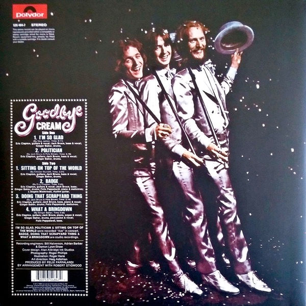 Image of Back Cover of 1914030C: LP - CREAM, Goodbye (Polydor; 535484-7, UK & Europe 2015 Reissue, Gatefold)   VG+/VG+