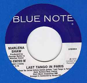 Image of Front Cover of 1914083C: 7" - MARLENA SHAW, Last Tango In Paris/ Save The Children (Blue Note; BN-XW209-W, US 1973, Plain sleeve) Light marks.  /VG