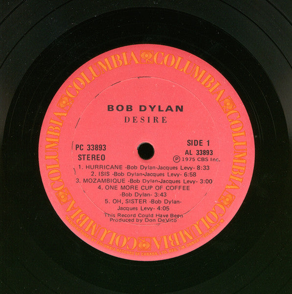 Image of Label Cover of 1944012S: LP - BOB DYLAN, Desire (Columbia; PC 33893, Canada 1976, Inner) Small splits on edges of inner, otherwise sturdy. Disc is strong VG.  VG/VG