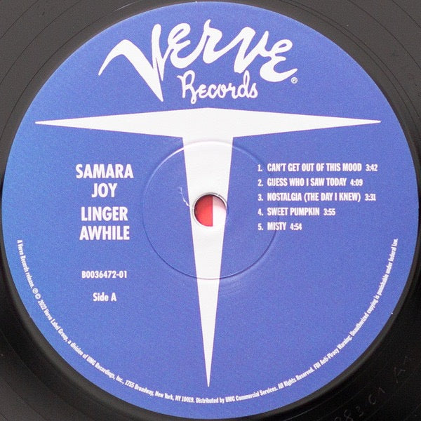 Image of Label Cover of 1914296C: LP - SAMARA JOY, Linger Awhile (Verve Records; B0036472-01, Worldwide 2022, Inner)   NEW/NEW