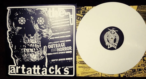 Image of Back Cover of 1914594C: LP - THE ART ATTACKS, Outrage & Horror (Overground Records; OVER190LP, UK 2023 Reissue, Insert, White Vinyl)   NEW/NEW