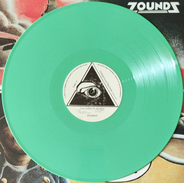 Image of Back Cover of 1914279C: LP - ZOUNDS, The Curse Of Zounds (Overground Records; OVER 142LP, UK 2020s Reissue, Inner, Mint Green Vinyl)   NEW/NEW