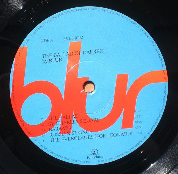 Image of Label Cover of LP - EX/EX - BLUR, The Ballad Of Darren (Parlophone; 5054197660160, Europe 2023, Inner), Opened Instore, Still In Shrinkwrap,  - 2826092E