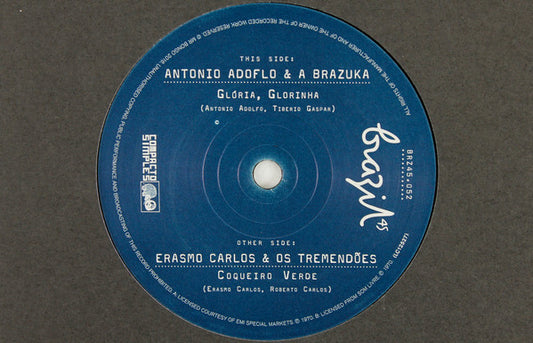 Image of Front Cover of 1914465C: 7" - ANTONIO ADOLFO & A BRAZUCA / ERASMO CARLOS & OS TREMEND ES, Gloria Glorinha / Coqueiro Verde (Mr Bongo; BRZ45.052, UK 2016, Company Sleeve)   VG+/VG+