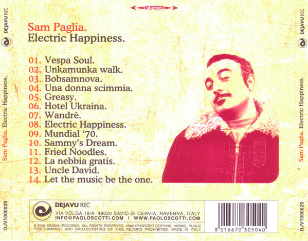 Image of Back Cover of 1934031E: CD - SAM PAGLIA, Electric Happiness (Dejavu; DJV1000029, Italy 2008, Slipcase, Inner)   VG+/VG+