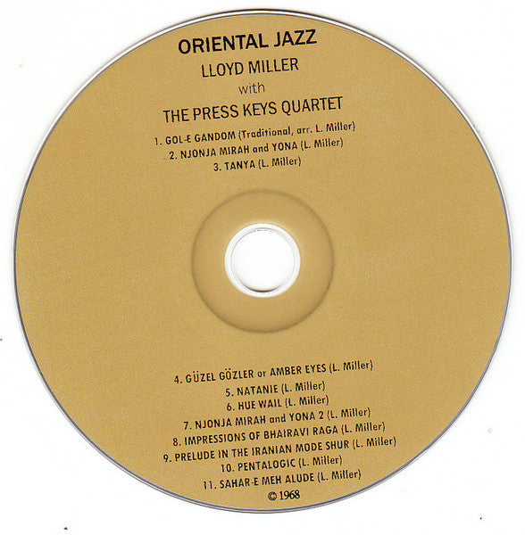 Image of Label Cover of 1934040E: CD - LLOYD MILLER, THE PRESS KEYS QUARTET, THE LLOYD MILLER TRIO, Oriental Jazz (East-West Records; EW 3, US Reissue, Jewel Case, Inner)   VG+/VG+