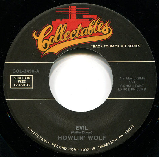 Image of Front Cover of 1954146S: 7" - HOWLIN' WOLF, Evil / Red Rooster (Collectables; COL-3490, US , Company Sleeve)   /VG+