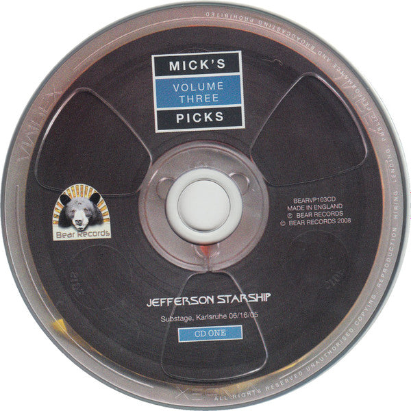 Image of Label Cover of 0416038C: 3xCD - JEFFERSON STARSHIP, Mick's Picks Volume Three (Bear Records; BEARVP103CD, UK 2008, Double CD Case, Booklet)   VG+/VG+