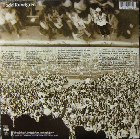 Image of Back Cover of 2024093E: 2xLP - TODD RUNDGREN, Todd (Bearsville; RNDA 71108, US 1987 Reissue, Poster) Cut-out (Notched)  VG+/VG+