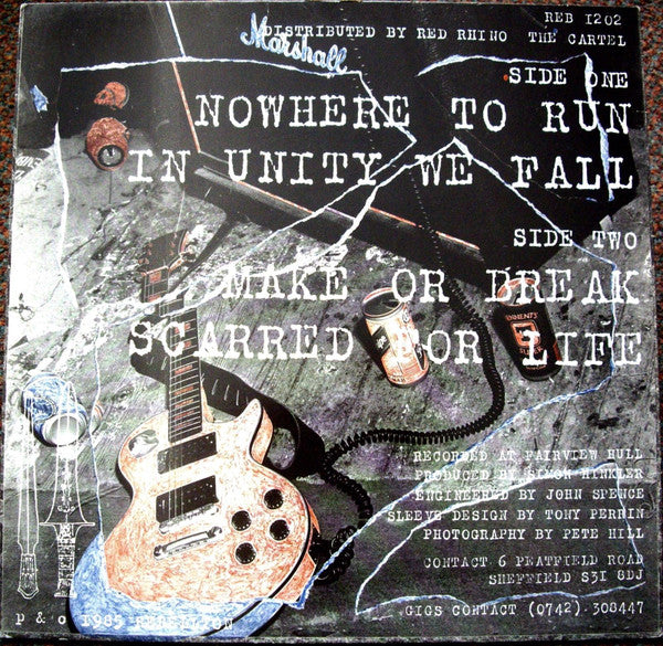 Image of Back Cover of 2024178E: 12" - MAU MAUS, Nowhere To Run (Rebellion Records; REB 1202, UK 1985, Picture Sleeve) Strong VG+, Water Damage To Sleeve  G/VG+