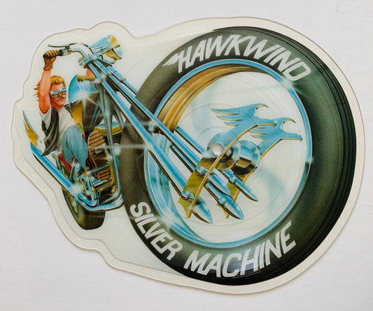 Image of Front Cover of 2024139E: 7" - HAWKWIND, Silver Machine (Samurai; HW 001, UK 1986, Shaped Picture Disc. Orlake pressing)   /VG