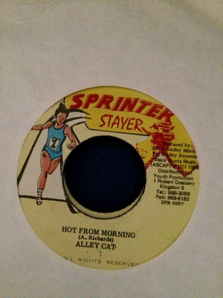 Image of Front Cover of 7" - /VG - ALLEY CAT, Hot From Morning (Sprinter Stayer; SPR 0007, Jamaica 1998), Light marks only!,  - 3116155C