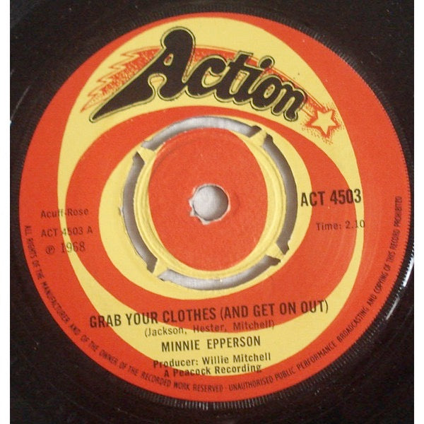 Image of Front Cover of 2014159C: 7" - MINNIE EPPERSON, Grab Your Clothes (And Get On Out) / No Love At All (Action; ACT 4503, UK 1968)   /VG+