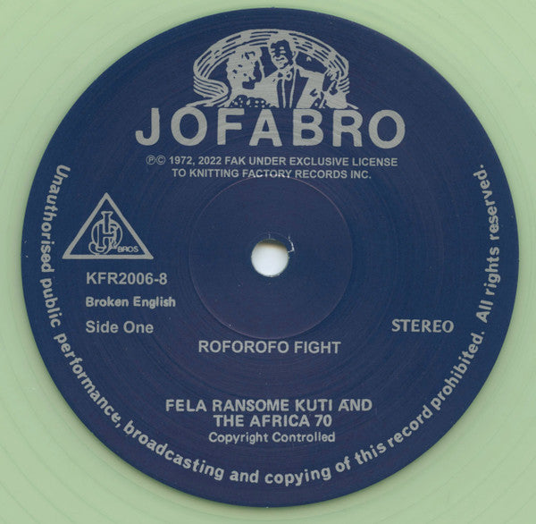 Image of Label Cover of 2xLP - VG+/VG - FELA KUTI & THE AFRICA 70, Music Of Fela - Roforofo Fight (Knitting Factory Records; KFR2006-8, Worldwide 2022 Reissue, 2 Inners, Green Vinyl & Orange Vinyl, with Obi), ,  - 3726416E