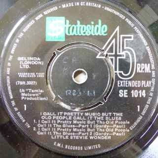 Image of Label Cover of 2014163C: 7" EP - LITTLE STEVIE WONDER, I Call It Pretty Music, But...The Old People Call It The Blues (Stateside; SE 1014, UK 1964, Flipback Sleeve, Mono) Record slightly dished. Sleeve has date stamped, stains and biro writing on reverse  VG/VG+