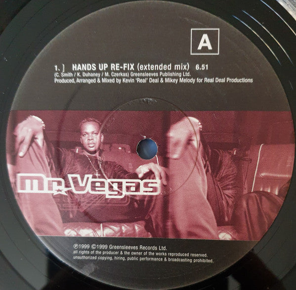 Image of Label Cover of 12" - G+/VG - MR. VEGAS, Heads High (Greensleeves Records; GRED 785, UK 1999, Picture Sleeve), Marks on vinyl. Plays well. Wear to sleeve with light creasing & ringwear.,  - 1826130E