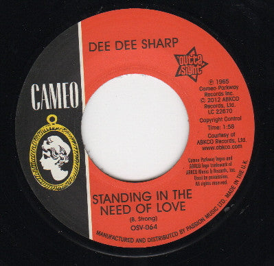 Image of Back Cover of 7" - EX/EX - DEE DEE SHARP, Comin' Home Baby / Standing In The Need Of Love (Cameo; OSV-064, UK 2012, Company Sleeve), ,  - 1456236S