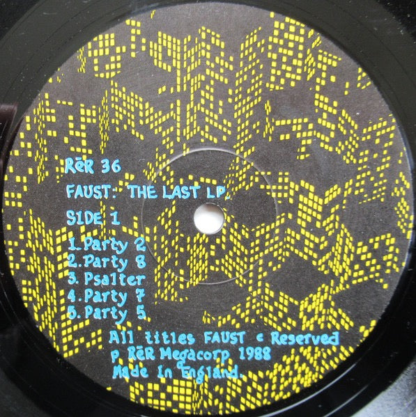 Image of Label Cover of 2014334C: LP - FAUST, The Last LP (ReR Megacorp; ReR 36, UK 1990 Reissue)   VG/VG+