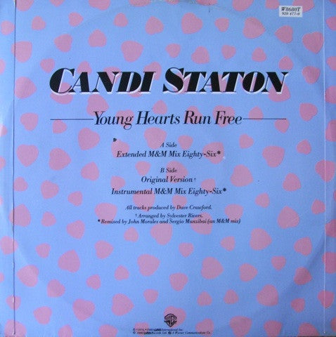 Image of Back Cover of 12" - VG/VG - CANDI STATON, Young Hearts Run Free (Warner Bros. Records; W8680T, UK 1986), ,  - 3826007E