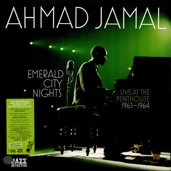 Image of Front Cover of 2144073S: 2xLP - AHMAD JAMAL, Emerald City Nights - Live At The Penthouse 1963-1964 (Jazz Detective; DDJD-001, USA, Canada & Europe 2022, Gatefold, Booklet, Limited Edition of 5,000, Numbered, Remastered, 180g, Deluxe, RSD)   VG+/VG+