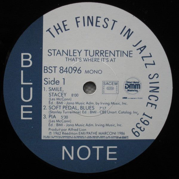 Image of Label Cover of 2144231S: LP - STANLEY TURRENTINE, That's Where It's At (Blue Note; BST 84096, France 1986, Inner) A couple of light marks and scuffs that should not affect play.   VG+/G+