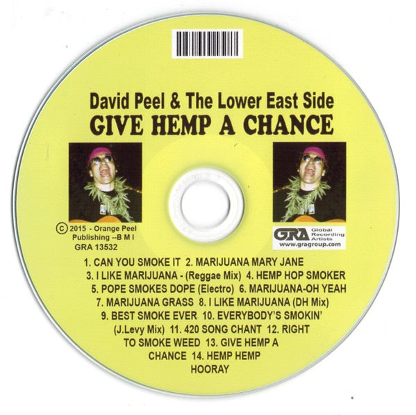 Image of Back Cover of 2114296C: CDR - DAVID PEEL & THE LOWER EAST SIDE, Give Hemp A Chance (Global Recording Artists; B014EEZB3I,  2015)   VG+/VG+