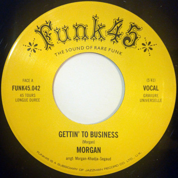 Image of Front Cover of 2124325E: 7" - MORGAN, Gettin' To Business / Cooker (Funk45; FUNK45.042, UK 2015 Reissue, Plian sleeve)   /EX