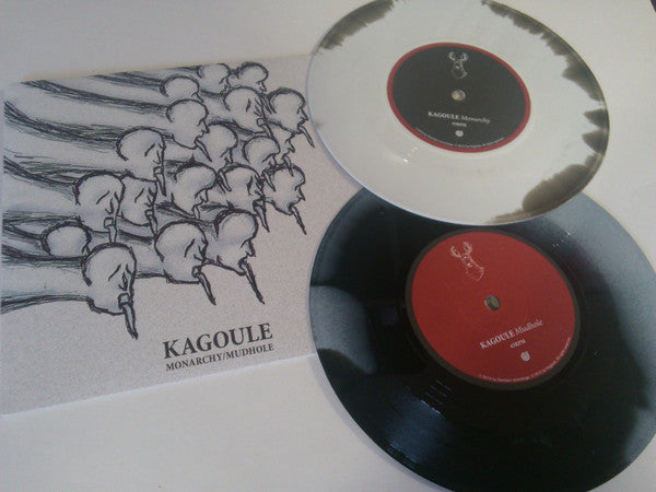 Image of Back Cover of 2154085S: 7" - KAGOULE, Monarchy / Mudhole (Denizen Recordings; DNZN010, UK 2013, Picture Sleeve, Limited Edition, Black / White Vinyl)   VG+/VG+