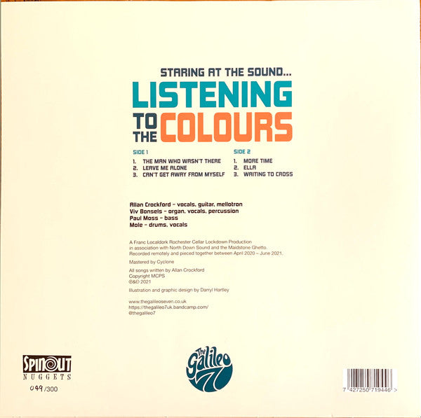 Image of Back Cover of 2124384E: LP - THE GALILEO 7, Staring At The Sound...Listening To The Colours (Spinout Nuggets; SN054, UK 2021, Inner, Numbered Limited Edition) No. 50  VG+/VG+