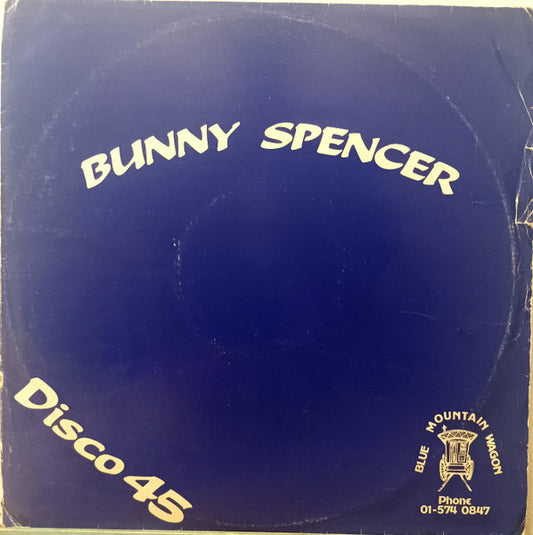 Image of Front Cover of 2114397C: 12" - BUNNY SPENCER, In Dis Ya Time / Waiting (Blue Mountain Wagon; DS.001, UK 1980s) Clean disc. Sleeve is thin and frail, shows storage wear.  G+/VG+