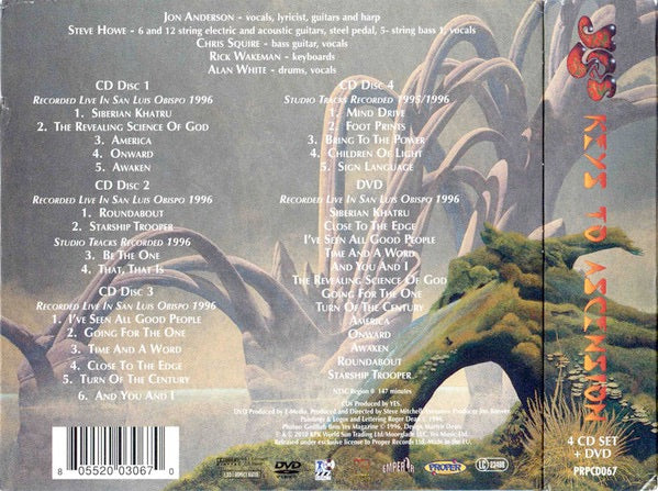 Image of Back Cover of 2114281C: 5xCDs - YES, Keys To Ascension (Proper Records; PRPCD067, Europe 2010, Digipak) Sleeve worn, minor tear on spine  VG/VG+