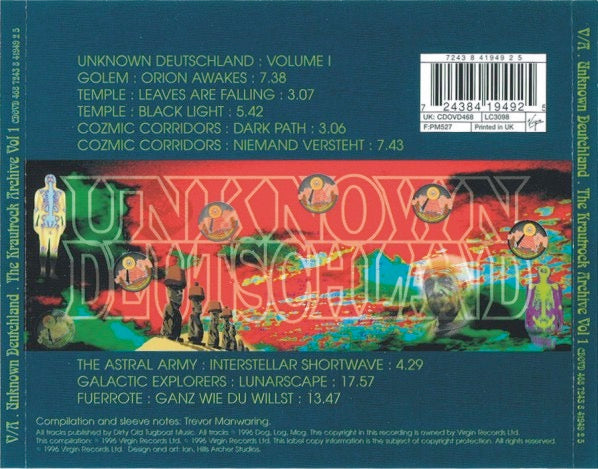 Image of Back Cover of 2114440C: CD - VARIOUS, Unknown Deutschland - The Krautrock Archive Volume 1 (Virgin; CDOVD 468, UK 1996)   VG+/VG+