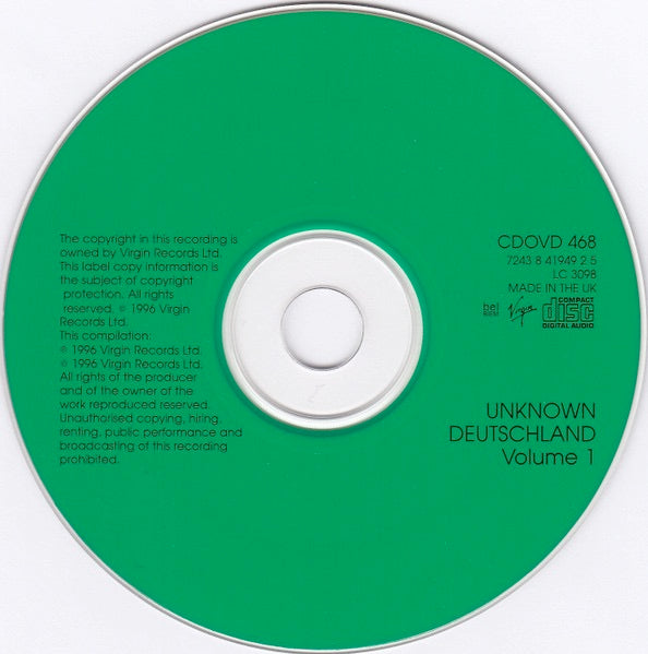 Image of Label Cover of 2114440C: CD - VARIOUS, Unknown Deutschland - The Krautrock Archive Volume 1 (Virgin; CDOVD 468, UK 1996)   VG+/VG+